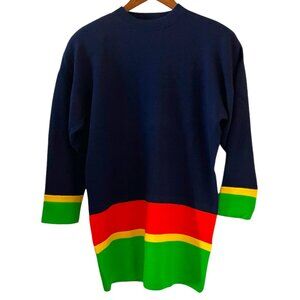 St. John Wool Blend Color Block/Stripe Tunic Sweater Size L